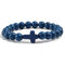 Turquoise Cross Beads Bracelets Elastic Rope Yoga Buddha Beads Natural Stone Unisex Bracelets - #09