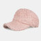 Unisex Wool Lamb Hair Solid Casual Outdoor Winter keep Warm Sunscreen Visor Sun Hat Baseball Hat - Pink