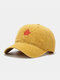 Unisex Washed Distressed Cotton Red Maple Leaf Embroidered Vintage Sunshade Baseball Cap - Yellow