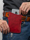 Men Vintage Faux Leather Portable Solid Color Belt Bag Phone Bag - Red
