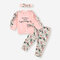 3PCs Baby Floral Print Ruffled Sleeves Clothing Set For 6-24M - Pink