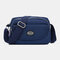 Women Nylon Waterproof Multi-slot Travel Casual Crossbody Bag Shoulder Bag - Navy Blue