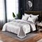 Luxury Silk Like Comforter Sets Queen Satin Jacquard Paisley Brushed Heart Quilted Bedding Sets with Pillowcases - Grey