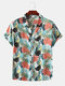 Mens Summer Vocation Tropical Leaf Short Sleeve Shirts - #01