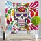 Halloween Home Decor Wall Hanging Tapestry Polyester Colorful Flower Skull Printed Yoga Mat Towel - #2