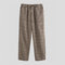 Mens Classic Vintage Checked Warm Side Pocket Zipper Botton Pants - Brown