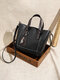Women Vintage PU Leather Tassal Large Capacity Shoulder Bag Crossbody Bag - Black