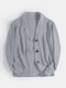 Mens Rib-Knit Hollow Out Button Front Lapel Casual Long Sleeve Cardigans - Gray