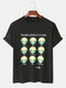 Mens Fun Cartoon Moods Alien Printed Loose Summer Half-Sleeved T-shirts - Black