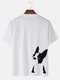 Mens French Bulldog Print Solid Color Breathable Loose O-Neck T-Shirts - White