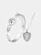 2 Pcs Concentric Lock Couple Jewelry Projection Stone Lock Bangle Key Necklace Valentine's Day Gift - #04