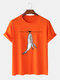 Mens Fishing Shark Graphic Cotton Short Sleeve T-Shirts - Orange