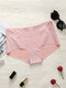 Women Seamless Wing Jacquard Breathable Comfy Mid Waist Panties - Pink