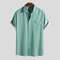 Mens Holiday Casual Colorful Stripe Printed Chest Pocket Beach Loose Short Sleeve Shirts - Green