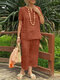 Women Solid Texture Notched Neck Side Split Casual Co-ords - Orange