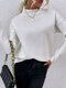 Solid Half-collar Long Sleeve Casual Homewear Sweater - White