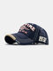 Unisex Cotton Letter Digital Embroidery Patch Fashion Sunscreen Baseball Caps - Navy