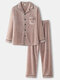 Men Cozy Velvet Winter Warm Lapel Collar Pajamas Sets - Apricot