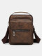 Men Vintage Texture Zipper Decor Crossbody Bag Shoulder Bag - Dark Brown