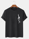 Mens Flame Rose Graphic Crew Neck Cotton Short Sleeve T-Shirts - Black