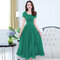 Solid Color Short-sleeve Chiffon Thin Long Dress - Gemstone green