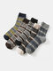 5 Pairs Men Rabbit Wool Blended Geometric Striped Jacquard Thicken Warmth Vintage Socks - #02