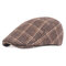 Mens Lattice Vintage Adjustable Warm Cotton Solid Sunshade Beret Caps Casual Travel Forward Hat - Khaki