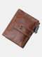 Men Genuine Leather Multifunctional RFID Multi-card Slots Money Clips Coin Purse Wallet - Dark Brown