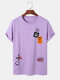 Mens Letter Label Print Crew Neck Daily Short Sleeve T-Shirts - Purple