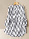 Свободная блузка с длинным рукавом и карманом в горошек - Белый