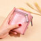 Women Vintage Genuine Leather Small Short Wallet Card Holder Purse - Pink
