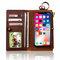 Men And Women Detachable Multifunction Genuine Leather Phone Cases For iphone 3 Card Slot Wallet - Brown