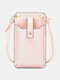 Women PU Leather Anti-theft Card-holder 6.5 Inch Phone Bag Crossbody Bag - Pink
