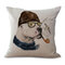 Mignon Animal Style coton lin carré housse de coussin canapé taie d'oreiller maison voiture bureau décor - #8