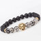 Vintage Beaded Bracelets Agate Beads Alloy Lion Head Cuff Bracelets Ethnic Jewelry for Men - Gold