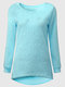 Casual Fashion Pure Color Round Neck Sweater  - Blue