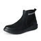 Men Vintage Outdoor Work Style Leather Sock Boots - Black