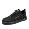 Men Breathable Ice Silk Cloth Stitching Lace Up Sport Skate Shoes - Black