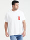 Plus Size Mens Ace Of Hearts Poker Print Fashion Short Sleeve T-Shirts - White