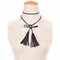Rock Lace Flannel Collar Tassel Necklace - Black Tassel