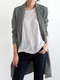 Casual Solid Color Long Sleeve Plus Size Cotton Suit Jacket  - Grey