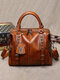 Women Vintage Rivet Multi-pocket Handbag Crossbody Bag - Brown