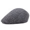 Mens Woolen Solid Gatsby Flat Thick Beret Cap Adjustable Ivy Hat Golf Driving Cabbie Hat Peaked Cap - Black