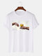 Mens Beer Figure Hand Graphic Cotton Short Sleeve T-Shirts - White