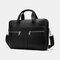 Men Genuine Leather Multi-pocket 14 Inch Laptop Bag Briefcase Business Handbag Crossbody Bag - Black