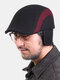 Men Wool Plus Thicken Winter Outdoor Keep Warm Patchwork Ear Protection Forward Hat Beret Hat Flat Hat - Red