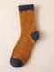 5 Pairs Men Blended Coral Fleece Thickened Color-match Simple Breathable Warmth Socks - Yellow