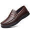 Men Classic Moe Toe Low Top Soft Slip On Casual Leather Loafers - Brown