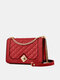 Women Faux Leather Fashion Argyle Chain Square Crossbody Bag - #01