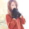 Women Winter Touch Screen Gloves Outdoor Windproof Plus Velvet Warm Cute Gloves - Black